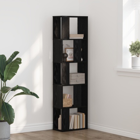 Raft pentru cărți 5 nivele Negru Stejar 45x23,5x162,5 cm Lemn prelucrat