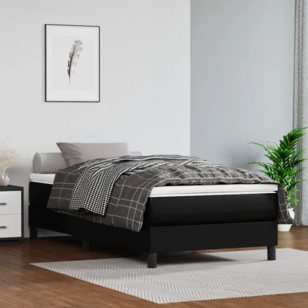 Saltea de pat cu arcuri, negru, 80x200x20 cm, piele ecologică - Img 1