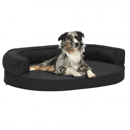 Saltea ergonomică pat de câini, negru, 75x53 cm, aspect de in - Img 1