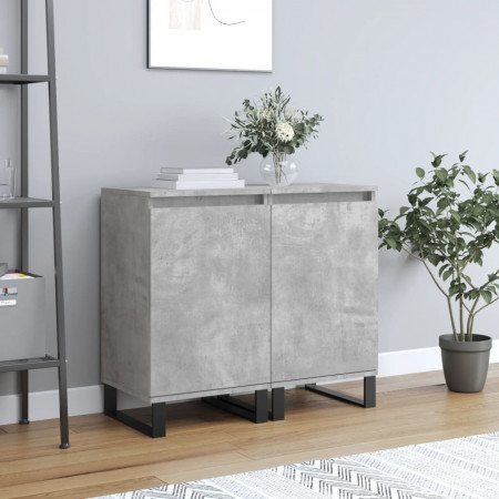 Servante, 2 buc., gri beton, 40x35x70 cm, lemn prelucrat
