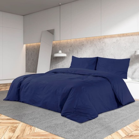 Set cu husă de pilotă, bleumarin, 260x240 cm, microfibră