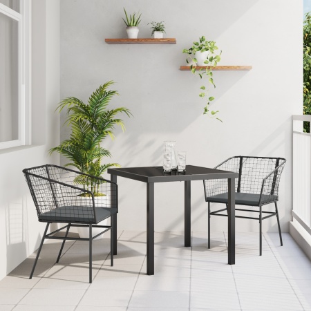 Set de 2 Negru și Gri Închis Rattan PE, Oțel Vopsit Electrostatic - Img 1
