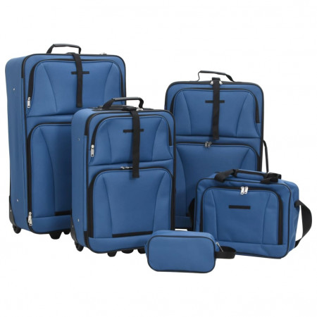 Set de bagaje de călătorie, 5 piese, albastru, material textil - Img 1