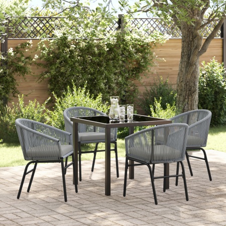 Set de Dining pentru Grădină 5 Piese Grey Poliratan