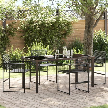 Set de Masă pentru Grădină 5 Piese Negru Rattan PE - Img 1