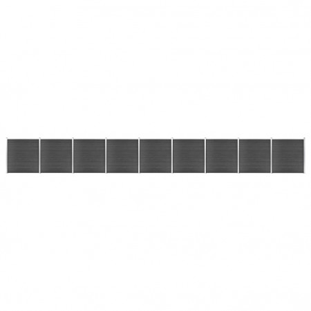 Set de panouri de gard, negru, 1564x186 cm, WPC