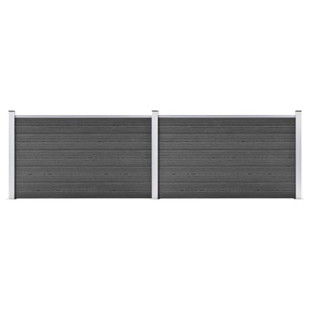 Set de panouri de gard, negru, 353 x 105 cm, WPC