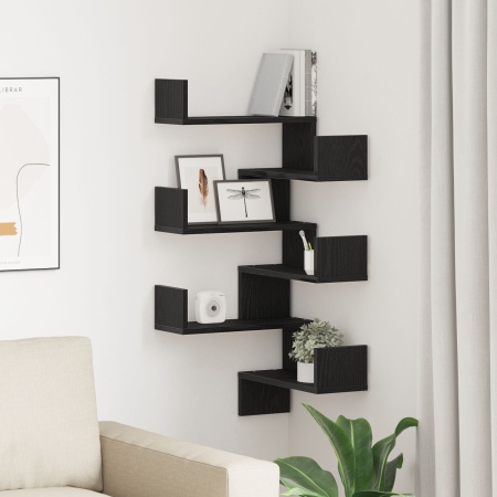 Set de rafturi 2 buc Negru Stejar 40x40x49,5 cm Lemn prelucrat