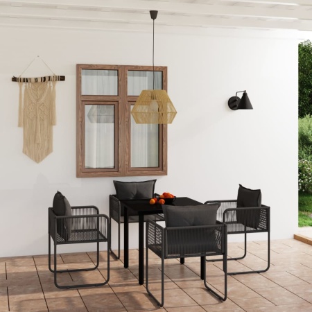 Set de servit masa pentru grădină, 5 piese, negru