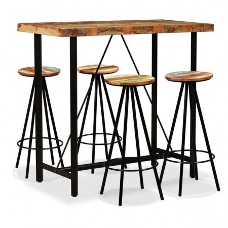 Set mobilier de bar, 5 piese, lemn masiv reciclat - Img 1