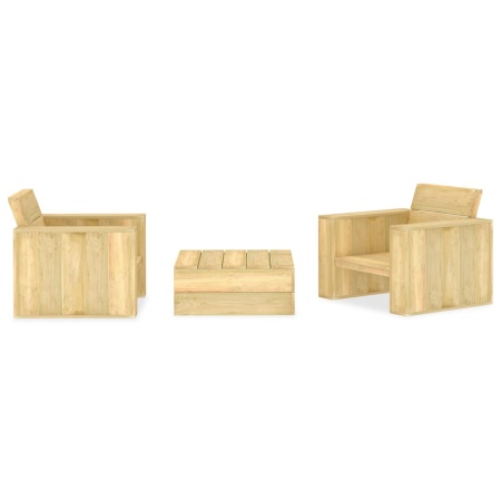 Set mobilier de grădină, 3 piese, lemn de pin tratat
