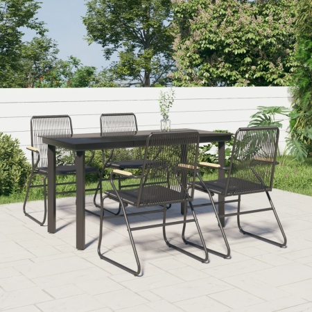 Set mobilier de grădină, 5 piese, negru, ratan PVC