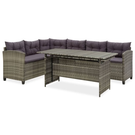 Set mobilier de grădină cu perne, 2 piese, gri, poliratan - Img 1