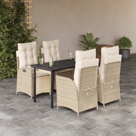 Set mobilier de grădină cu perne, 5 piese, bej, poliratan