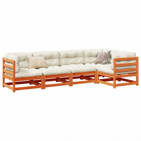 Set mobilier de grădină cu perne, 5 piese, lemn masiv de pin
