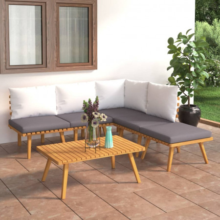 Set mobilier de grădină cu perne, 6 piese, lemn masiv de acacia