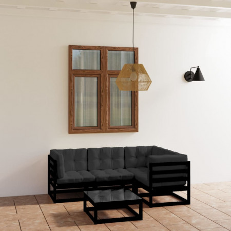 Set mobilier grădină cu perne, 5 piese, lemn masiv pin