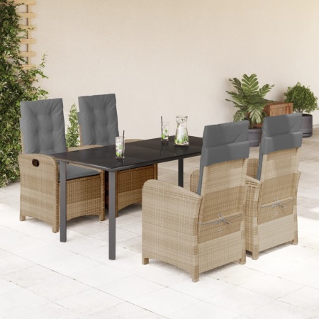 Set mobilier pentru grădină, 5 piese, cu perne, bej, poliratan