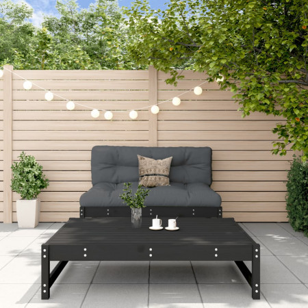 Set mobilier relaxare grădină, 2 piese, negru, lemn masiv pin