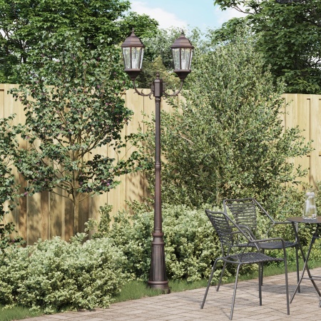 Stâlp de iluminat de grădină cu 2 lămpi E27 Bronz 235 cm Aluminiu