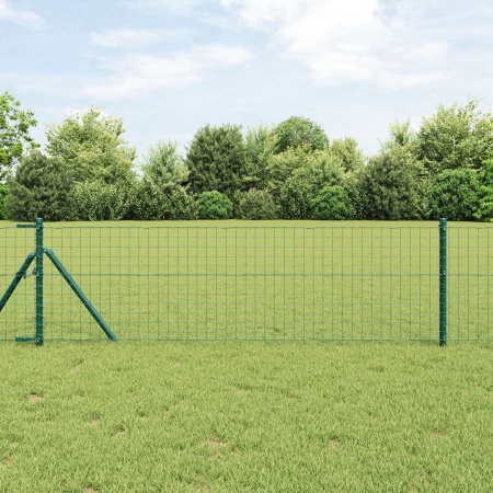 Stâlpi de gard, 52 buc., verde, Ø32 mm, 120 cm, oțel zincat