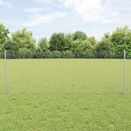 Stâlpi pentru Gard 11 buc U-Channel 80 cm Oțel Galvanizat, Gard Hexagon 0.8x25 m Oțel Galvanizat