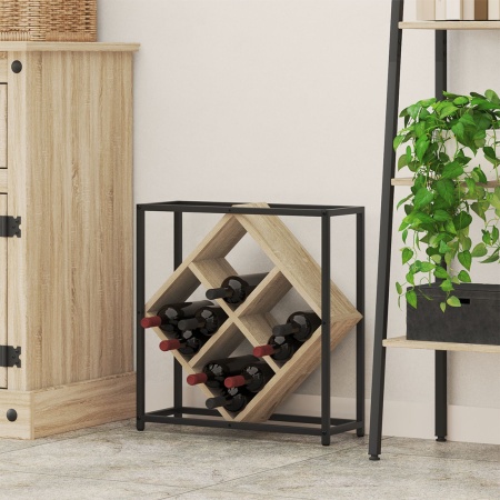 Stative pentru vin Sonoma oak, Negru Plăci aglomerate, Metal Mediul