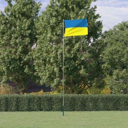 Steag Ucraina cu stâlp din aluminiu, 5,55 m
