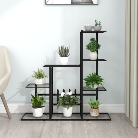 Suport pentru flori, 94,5x25x88 cm, negru, metal