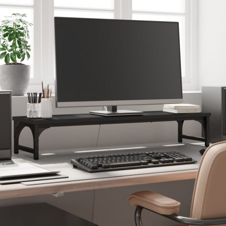 Suport pentru monitor, negru, 85x23x15,5 cm, lemn compozit