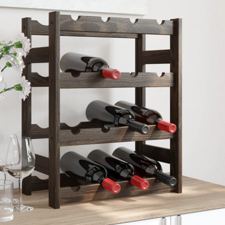 Suport sticle de vin, 16 sticle, negru, lemn masiv de pin - Img 1