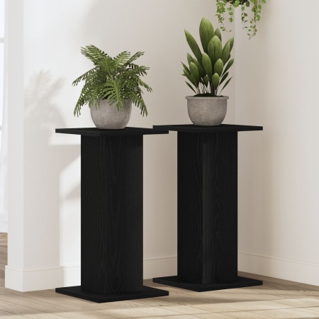 Suporturi pentru difuzoare 2 buc Negru Stejar 30x30x60 cm Lemn prelucrat