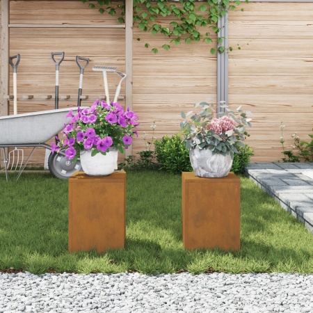Suporturi pentru Plante Exterioare Pilon 2 buc 24x24x35 cm Oțel Rezistent la Intemperii