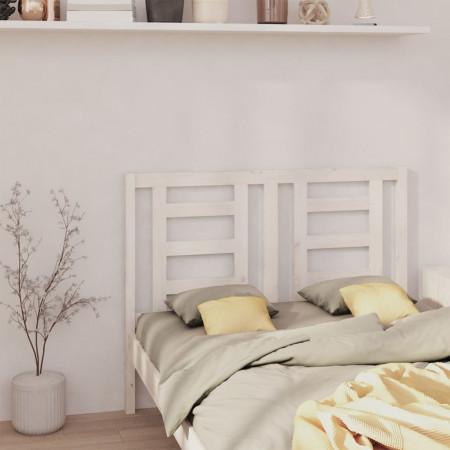 Tăblie de pat, alb, 146x4x100 cm, lemn masiv de pin - Img 1