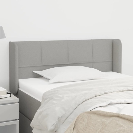 Tăblie de pat cu aripioare gri deschis 103x16x78/88 cm textil