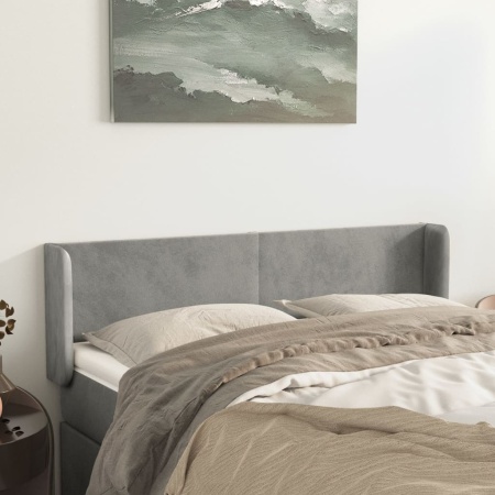 Tăblie de pat cu aripioare gri deschis 147x16x78/88 cm catifea