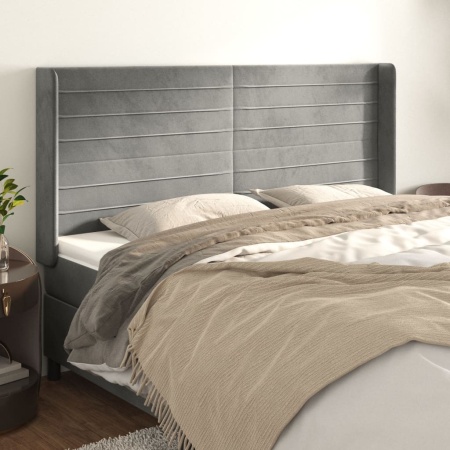 Tăblie de pat cu aripioare gri deschis 183x16x118/128cm catifea
