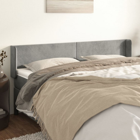 Tăblie de pat cu aripioare gri deschis 183x16x78/88 cm catifea