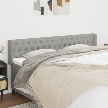 Tăblie de pat cu aripioare gri deschis 203x16x78/88 cm textil