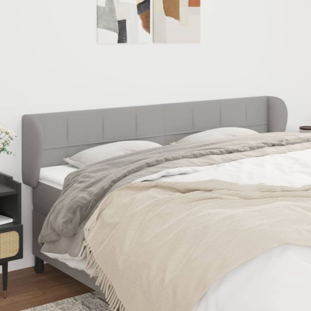 Tăblie de pat cu aripioare gri deschis 203x23x78/88 cm textil