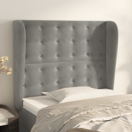 Tăblie de pat cu aripioare gri deschis 83x23x118/128 cm catifea