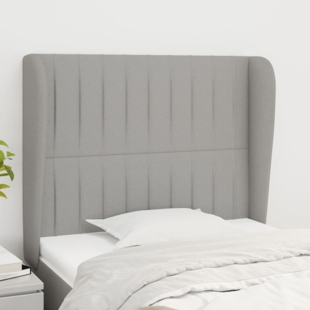 Tăblie de pat cu aripioare gri deschis 93x23x118/128 cm textil