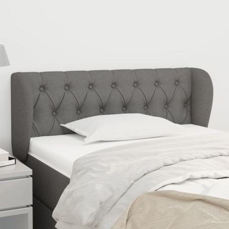 Tăblie de pat cu aripioare gri închis 103x23x78/88 cm textil