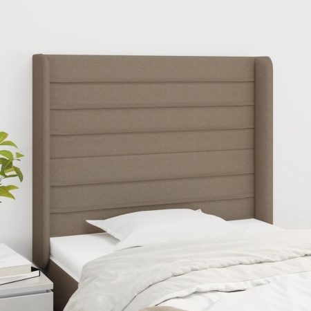 Tăblie de pat cu aripioare gri taupe 103x16x118/128 cm textil