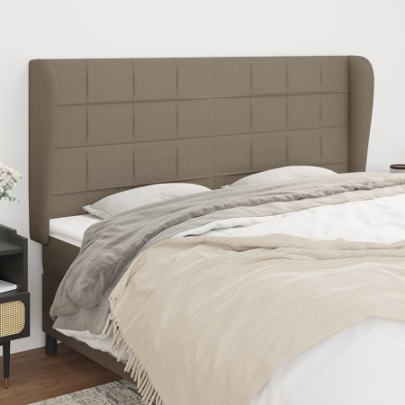Tăblie de pat cu aripioare gri taupe 203x23x118/128 cm textil