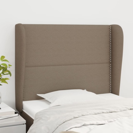 Tăblie de pat cu aripioare gri taupe 93x23x118/128 cm textil
