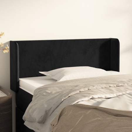 Tăblie de pat cu aripioare negru 103x16x78/88 cm catifea