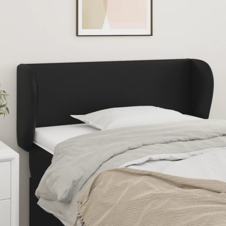 Tăblie de pat cu aripioare negru 103x23x78/88cm piele ecologică