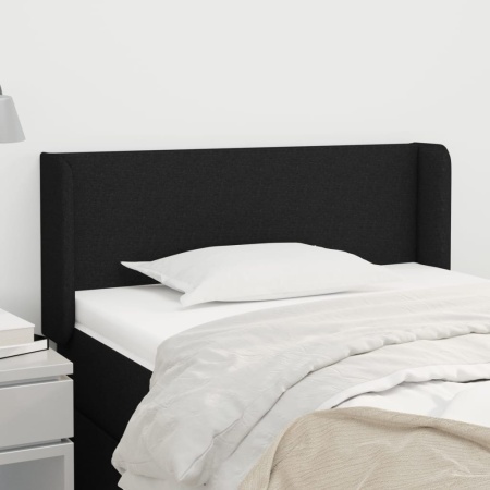 Tăblie de pat cu aripioare negru 83x16x78/88 cm textil