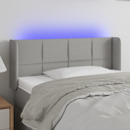Tăblie de pat cu LED, gri deschis, 103x16x78/88 cm, textil